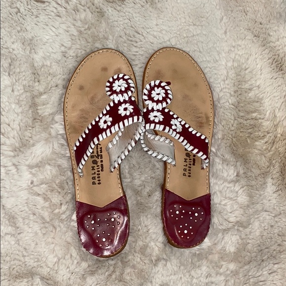 Palm Beach Sandals Shoes - Maroon & White Sandals
